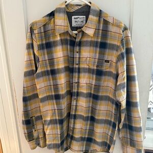 Men’s Volcom Yellow and Gray Plaid Flannel Shirt size S